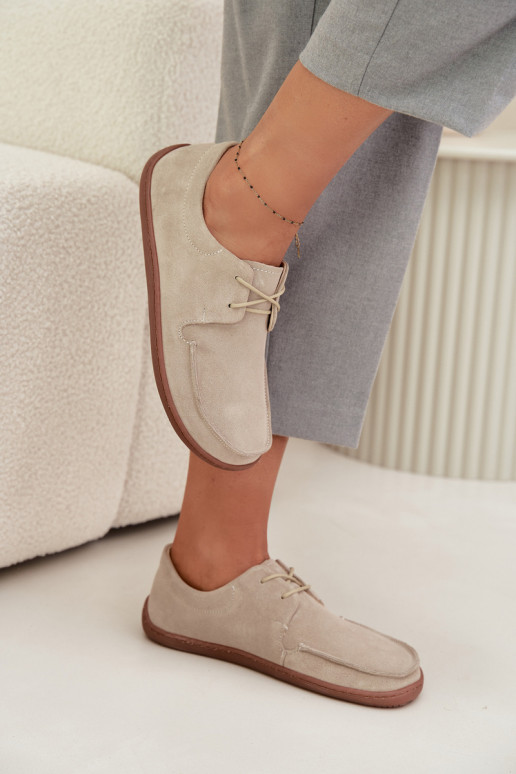 apavi  Typu Barefoot Z Naturalnego Zamszu Zazoo 327 Ziloņkaula krāsas apavi  Typu Barefoot Z Naturalnego Zamszu Zazoo 327 Ziloņkaula krāsas