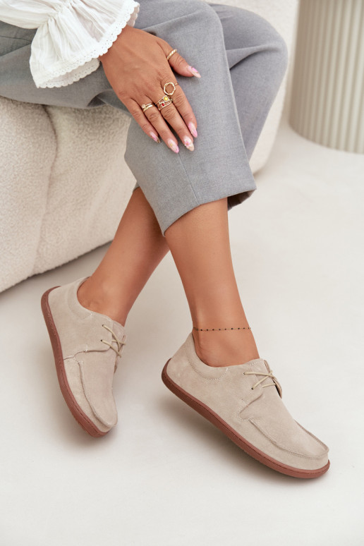 apavi  Typu Barefoot Z Naturalnego Zamszu Zazoo 327 Ziloņkaula krāsas apavi  Typu Barefoot Z Naturalnego Zamszu Zazoo 327 Ziloņkaula krāsas