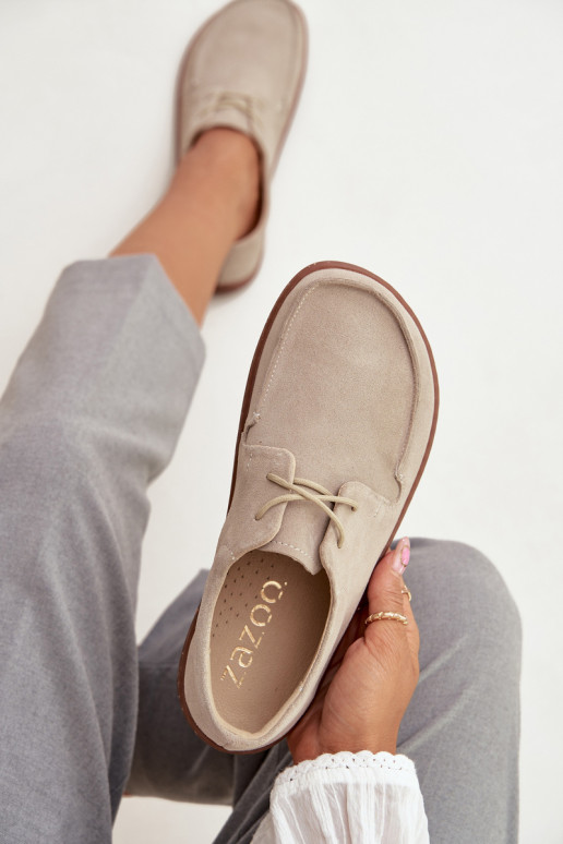 apavi  Typu Barefoot Z Naturalnego Zamszu Zazoo 327 Ziloņkaula krāsas apavi  Typu Barefoot Z Naturalnego Zamszu Zazoo 327 Ziloņkaula krāsas