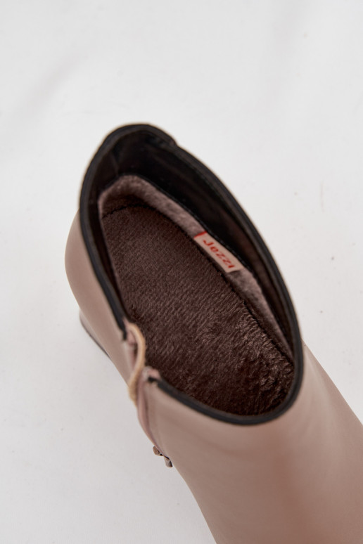 sieviešu zābaki siltināti ar papēdi smilšu krāsas Ivessara