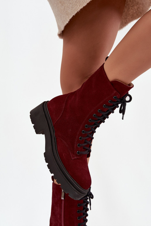 zābaki  Z Naturalnego zamšādas siltināti Zazoo 4213 bordo krāsas