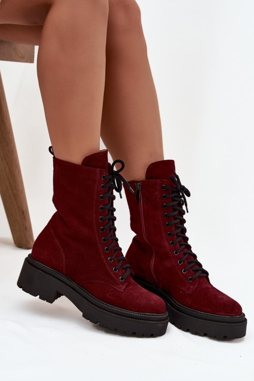 zābaki  Z Naturalnego zamšādas siltināti Zazoo 4213 bordo krāsas