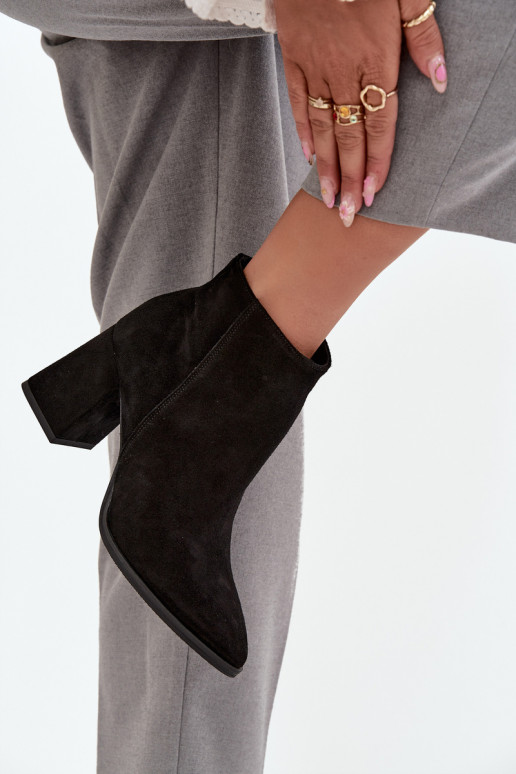 Sieviešu puszābaki Z Naturalnego Zamszu Obcas Słupek siltināti Melns Zazoo 3128