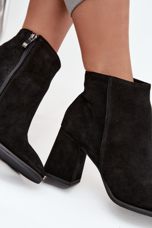 Sieviešu puszābaki Z Naturalnego Zamszu Obcas Słupek siltināti Melns Zazoo 3128