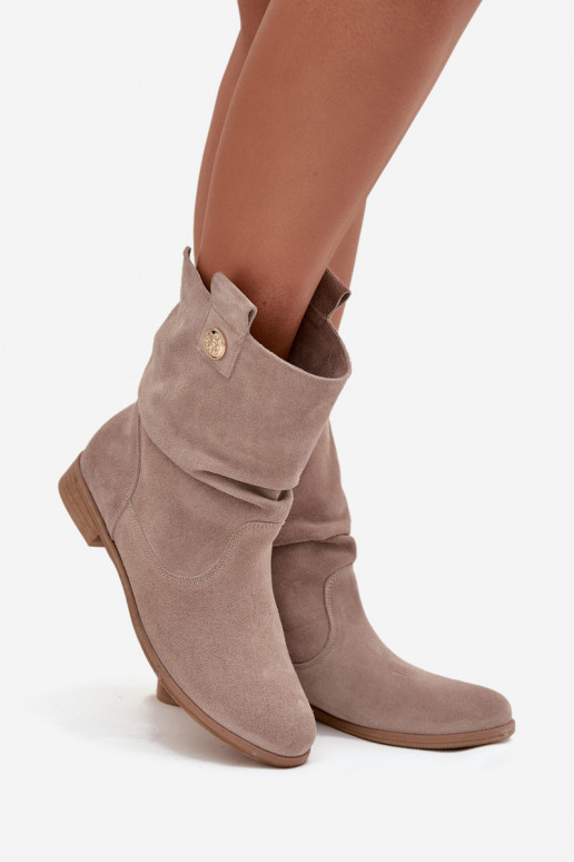   Zamšādas kurpes   siltināti Zazoo 4210 smilšu krāsas