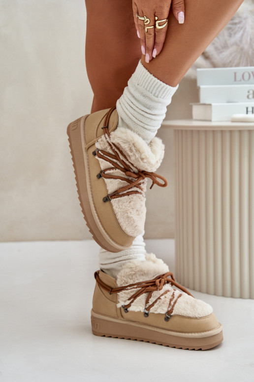  sniega apavi ar platformu ar kažokādu D.Franklin DFSH370011 smilšu krāsas