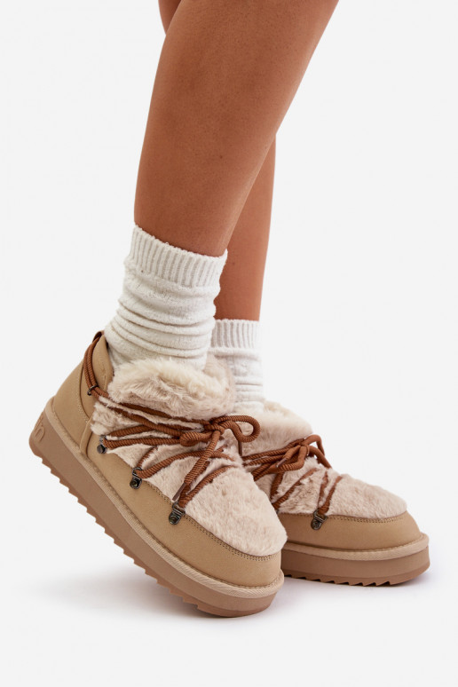  sniega apavi ar platformu ar kažokādu D.Franklin DFSH370011 smilšu krāsas