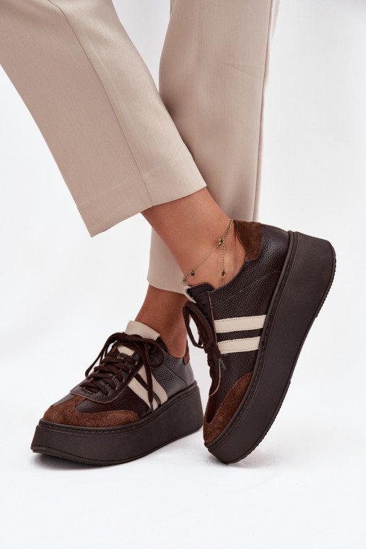modeļa apavi  ar platformu Zazoo 3775 Czekoladowe    modeļa apavi  ar platformu Zazoo 3775 Czekoladowe