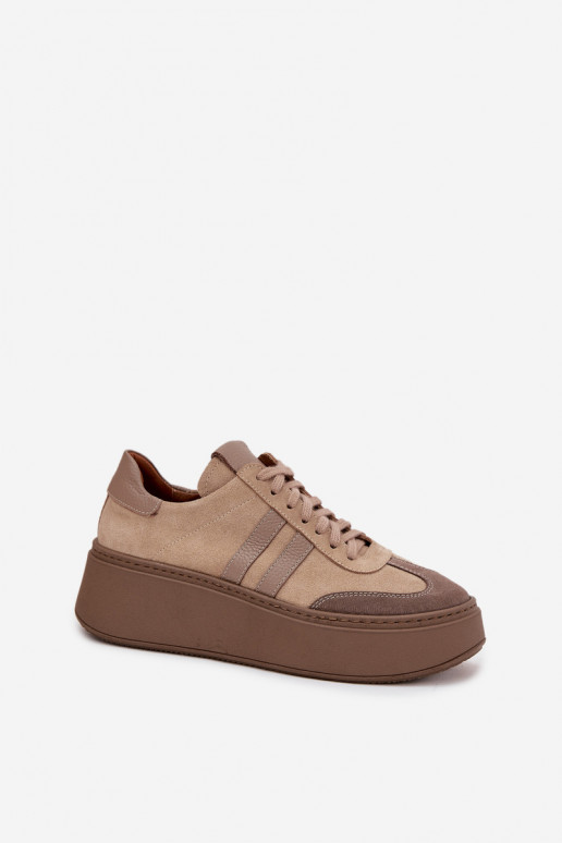   zamšādas  modeļa apavi  ar platformu Zazoo 3775 smilšu krāsas