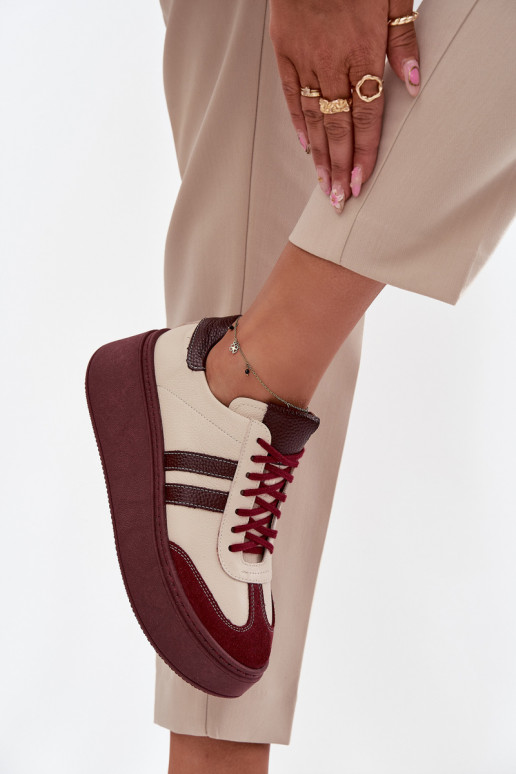    modeļa apavi  ar platformu Zazoo 3775 smilšu krāsas-bordo krāsas