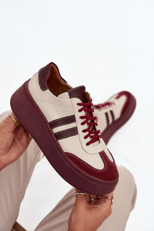    modeļa apavi  ar platformu Zazoo 3775 smilšu krāsas-bordo krāsas