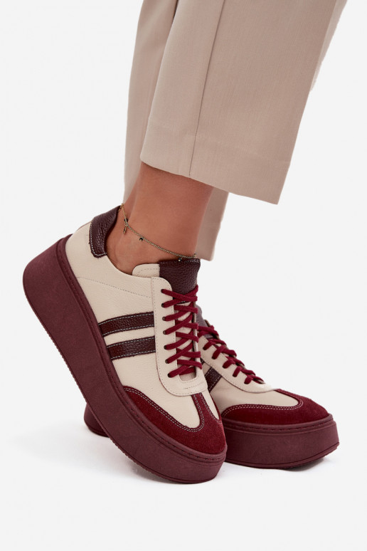    modeļa apavi  ar platformu Zazoo 3775 smilšu krāsas-bordo krāsas