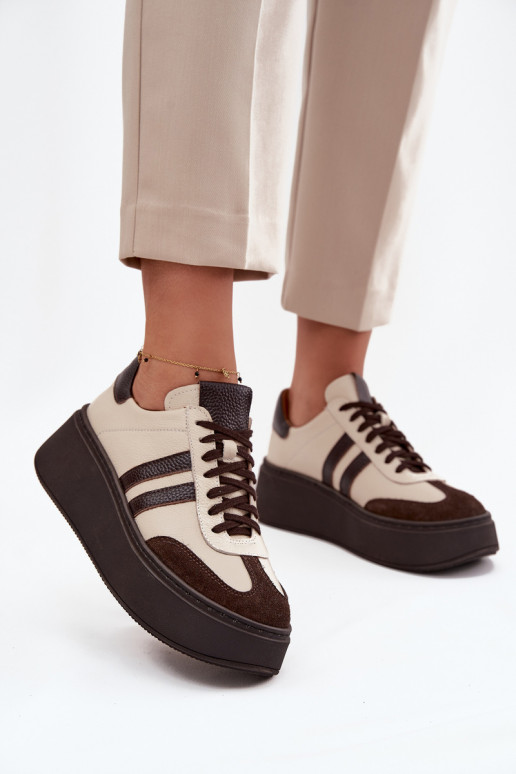    modeļa apavi  ar platformu Zazoo 3775 smilšu krāsas-Czekoladowe