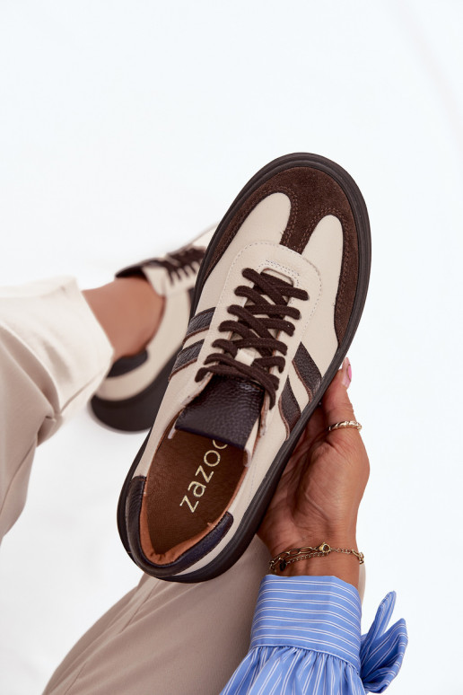    modeļa apavi  ar platformu Zazoo 3775 smilšu krāsas-Czekoladowe