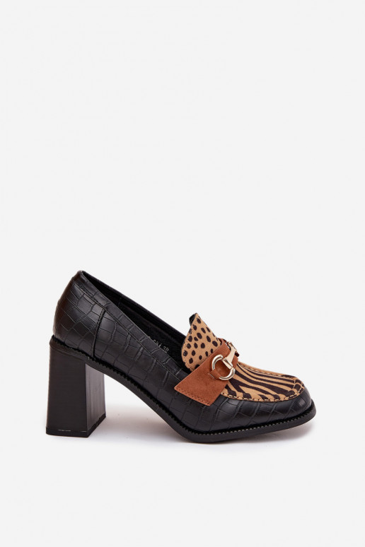 Sieviešu augstpapēžu kurpes ar iedobēm un zelta krāsas detaļām, melnas un smilšu krāsā, Novella