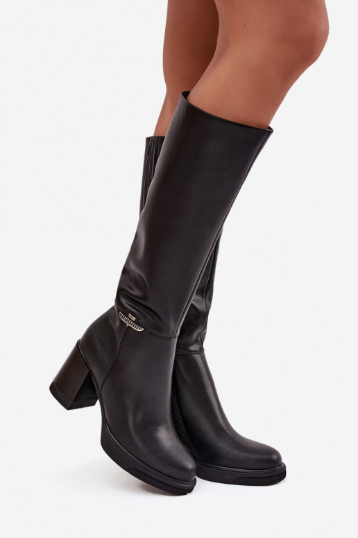 garie zābaki garie apavi  Z Naturalnej Skóry ar papēdi siltināti Vinceza 66826 Melns