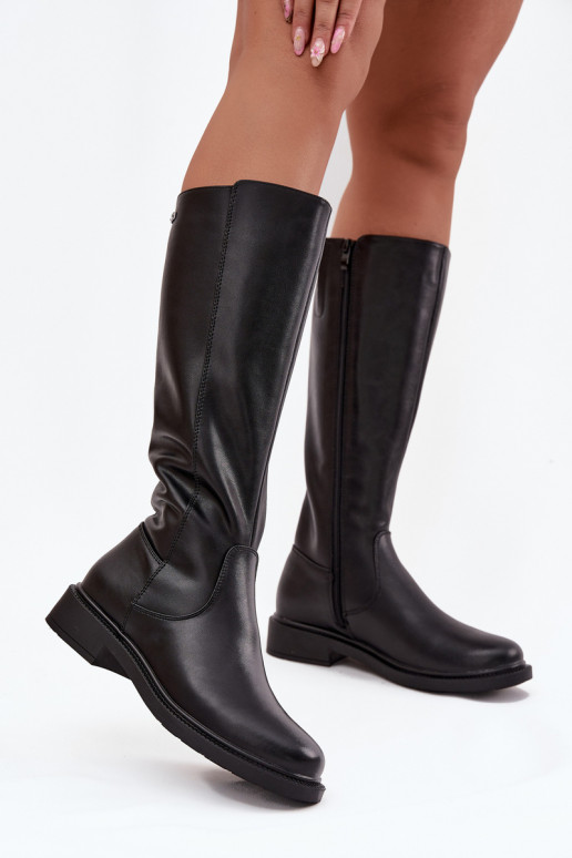   Sieviešu garie zābaki ar platiem papēžiem Sergio Leone KZ25600-S Melns