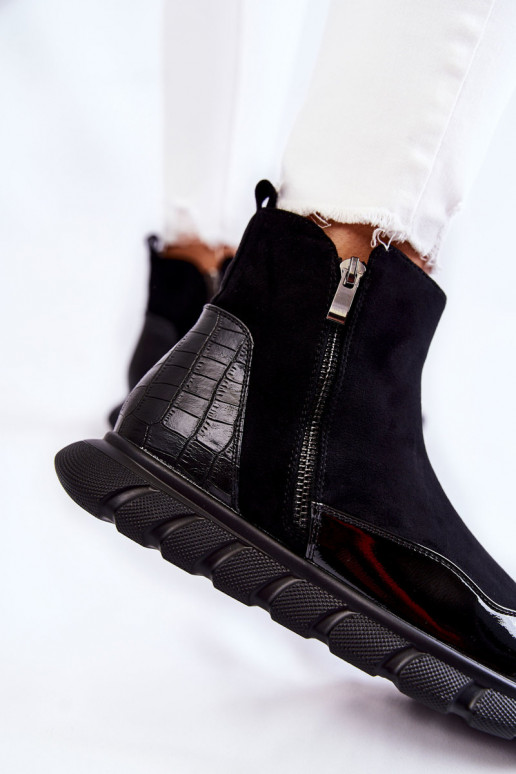 zamšādas   modeļa puszābaki Melns Anita