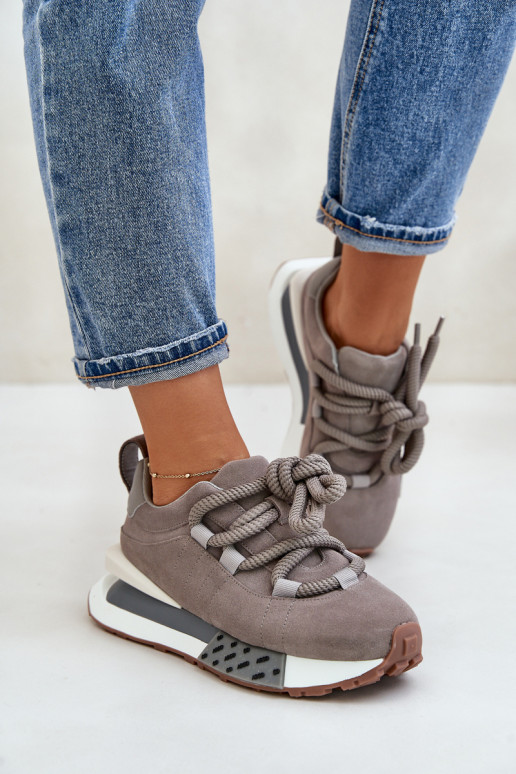 zamšādas  modeļa apavi  ar platformu Z Grubym m Artiker 54C1463 Pelēkas krāsas