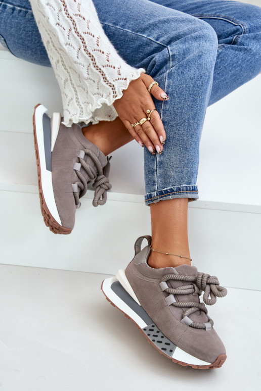 zamšādas  modeļa apavi  ar platformu Z Grubym m Artiker 54C1463 Pelēkas krāsas