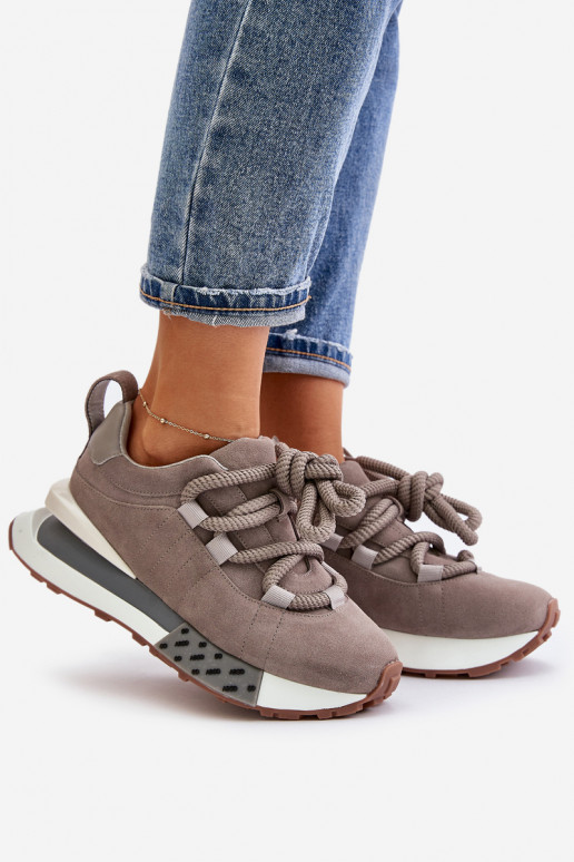 zamšādas  modeļa apavi  ar platformu Z Grubym m Artiker 54C1463 Pelēkas krāsas