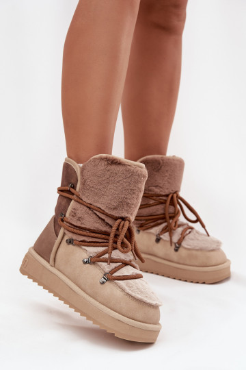 sniega apavi  ar kažokādu D.Franklin DFSH370012 smilšu krāsas 2