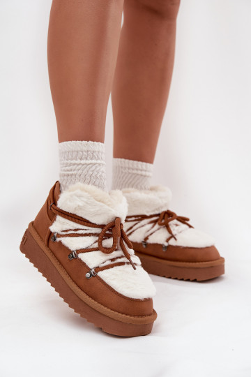 sniega apavi ar platformu ar kažokādu D.Franklin DFSH370011 Camel 2