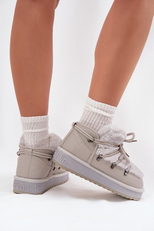  sniega apavi ar platformu ar kažokādu D.Franklin DFSH370011 Pelēkas krāsas