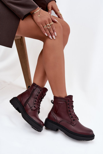 siltināti Sieviešu puszābaki Z Naturalnej Skóry Sergio Leone BT25248-S bordo krāsas