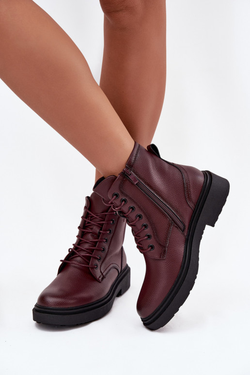 siltināti Sieviešu puszābaki Z Naturalnej Skóry Sergio Leone BT25248-S bordo krāsas