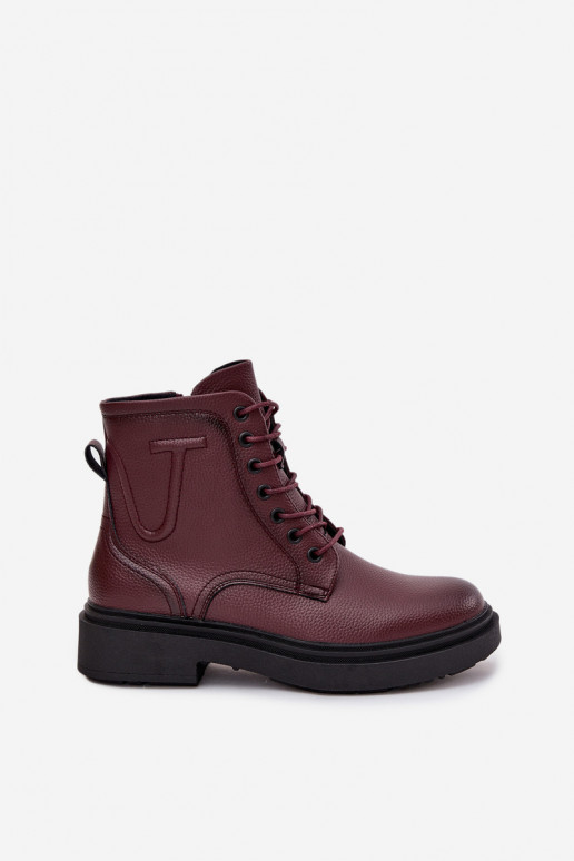 siltināti Sieviešu puszābaki Z Naturalnej Skóry Sergio Leone BT25248-S bordo krāsas