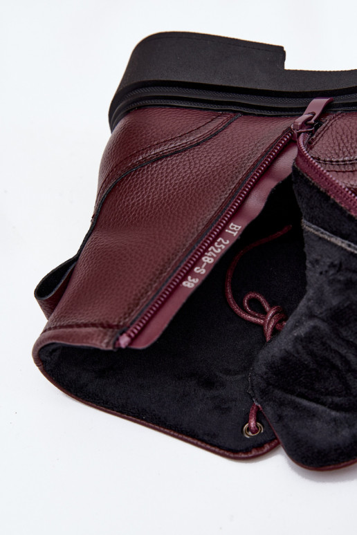 siltināti Sieviešu puszābaki Z Naturalnej Skóry Sergio Leone BT25248-S bordo krāsas