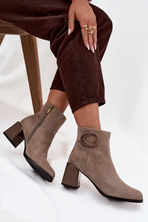 zamšādas Sieviešu puszābaki  Detalem Artiker 57C0014 smilšu krāsas