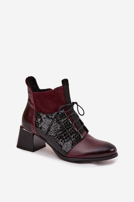 Zazoo 60503 sieviešu zābaki ar papēdi siltināti bordo krāsas