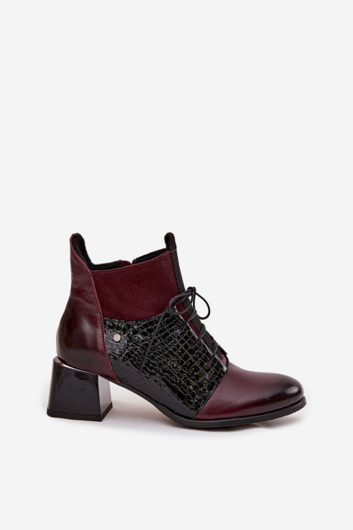 Zazoo 60503 sieviešu zābaki ar papēdi siltināti bordo krāsas