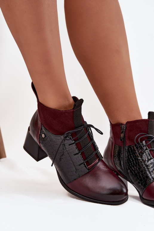 Zazoo 60503 sieviešu zābaki ar papēdi siltināti bordo krāsas