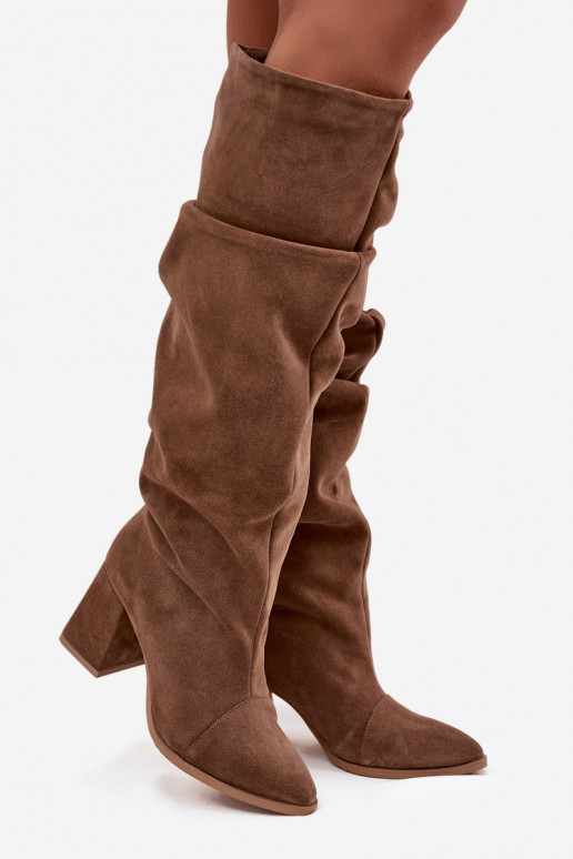  garie zābaki Z Naturalnego Zamszu ar papēdi siltināti Zazoo 4228 brūnas krāsas