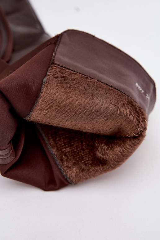 Iešļūcamie modeļa sieviešu ilgaauļi no eko ādas, šokolādes krāsā, Sylvina