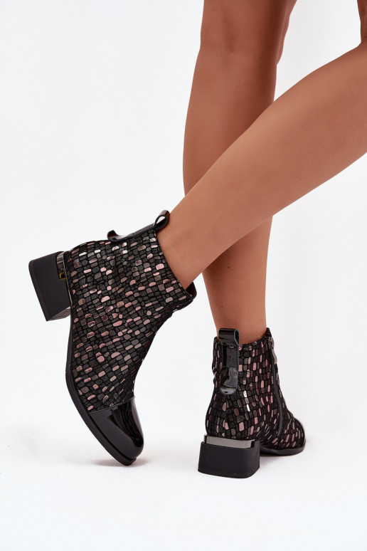 Laque Sieviešu puszābaki Z Naturalnej Skóry  D&A LZ52-960 Melns