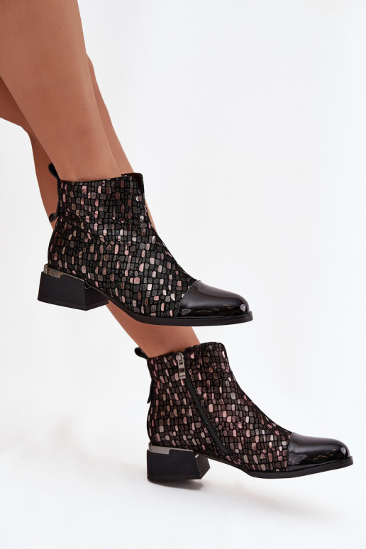 Laque Sieviešu puszābaki Z Naturalnej Skóry  D&A LZ52-960 Melns