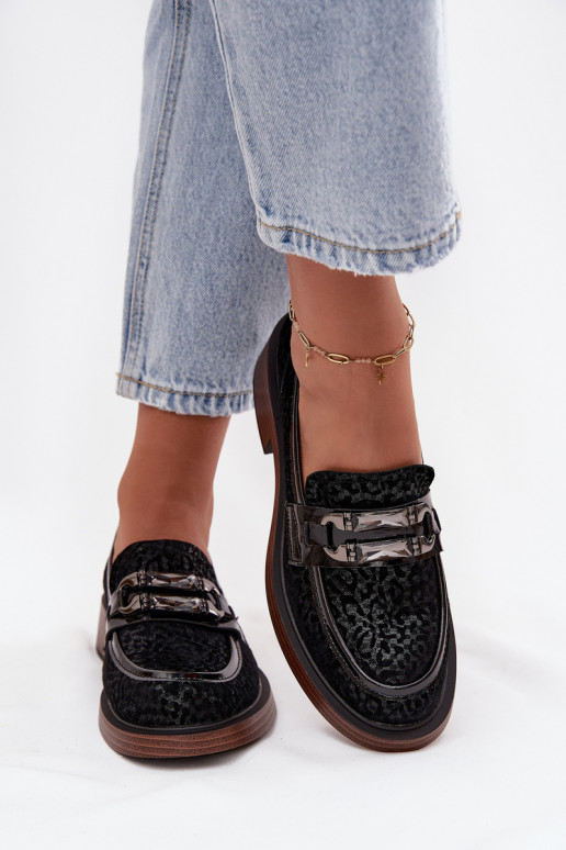 Zamšādas mokasīni  ar ornamentiem D&A MR52-176 Melns Zamšādas mokasīni  ar ornamentiem D&A MR52-176 Melns