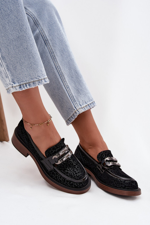Zamšādas mokasīni  ar ornamentiem D&A MR52-176 Melns Zamšādas mokasīni  ar ornamentiem D&A MR52-176 Melns
