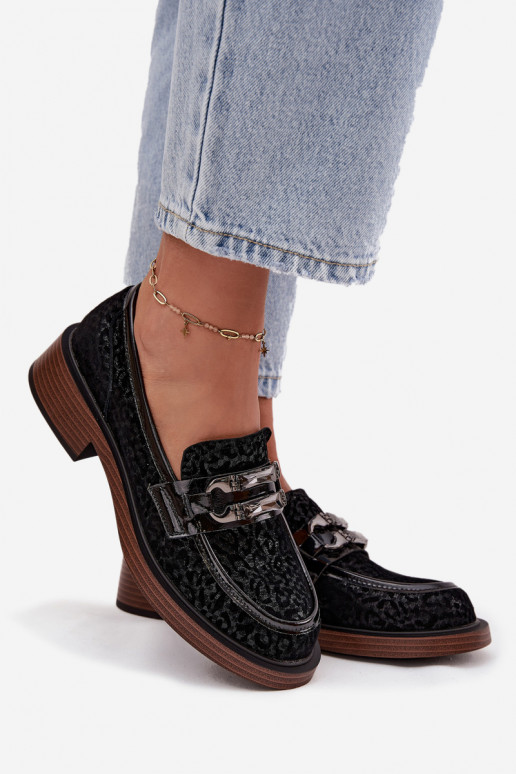 Zamšādas mokasīni  ar ornamentiem D&A MR52-176 Melns Zamšādas mokasīni  ar ornamentiem D&A MR52-176 Melns