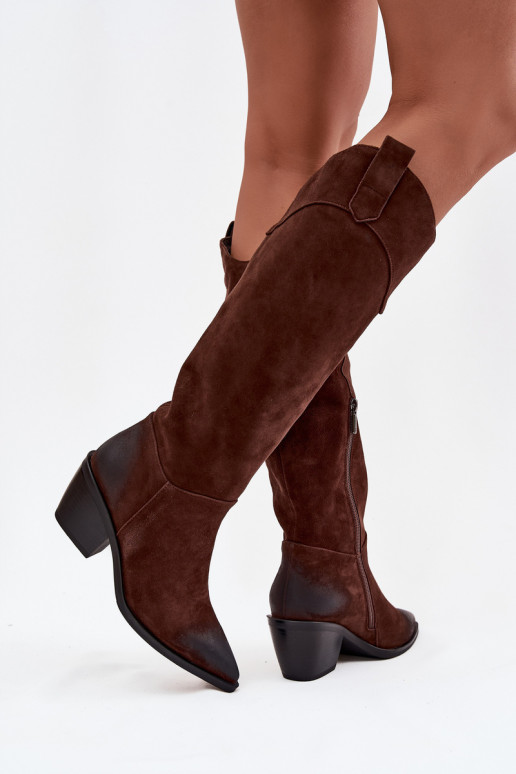 garie zābaki   ar papēdi Z Naturalnego Zamszu Artiker 57C0230 brūnas krāsas