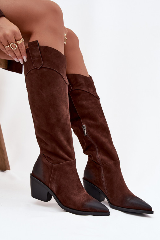 garie zābaki   ar papēdi Z Naturalnego Zamszu Artiker 57C0230 brūnas krāsas