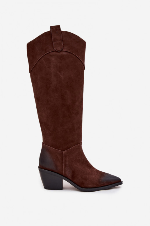 garie zābaki   ar papēdi Z Naturalnego Zamszu Artiker 57C0230 brūnas krāsas