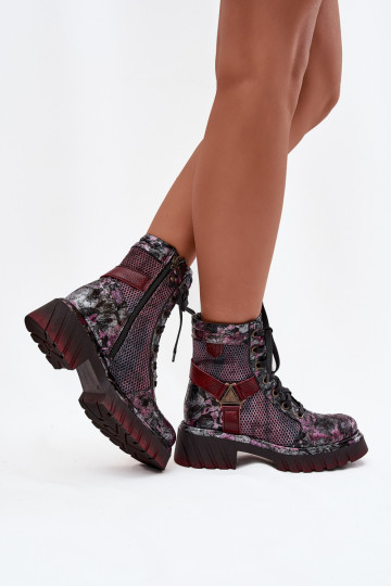 sieviešu zābaki zābaki   07072-23 bordo krāsas 2