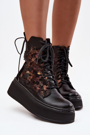 sieviešu zābaki ar platformu  07086-01 Melns