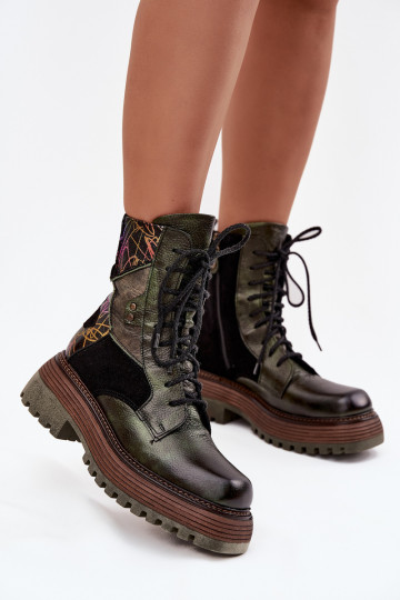 sieviešu zābaki zābaki  ar platformu  07104-09 haki krāsas