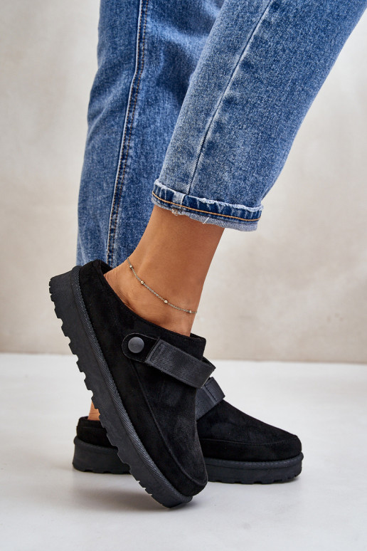  Čības siltināti ar kažokādu ar platformu Melns Azida